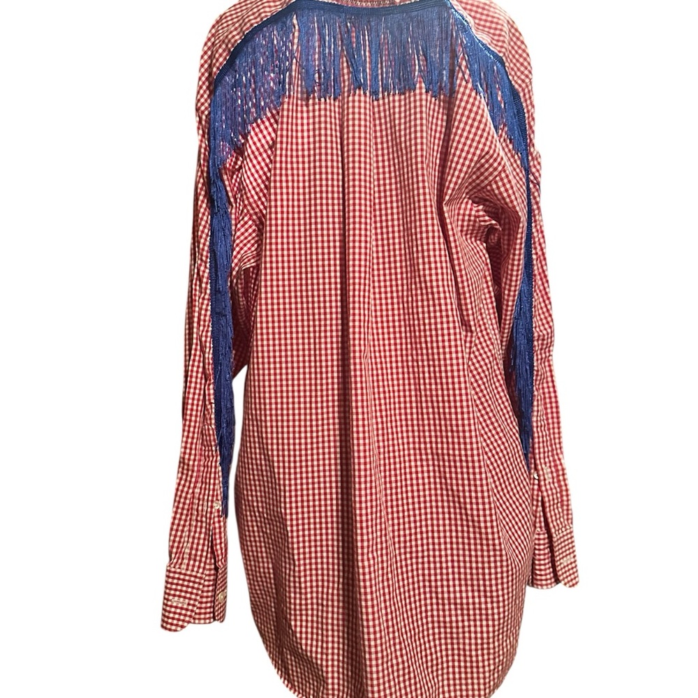 Classic Red Checkered Men's Button Down Shirt - image 2